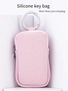 1pc Pink Silicone Car Key Protective Cover, Anti-fall, Suitable For Toyota Car Interior Modification - Pink - View 2