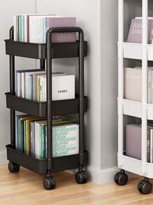1pc Small Cart Storage Rack, Multilayer Kitchen/bedroom/bathroom Storage Organizer For Baby Food And Snacks, With Moving Wheels - Black - View 7