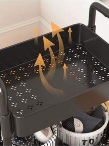 1pc Small Cart Storage Rack, Multilayer Kitchen/bedroom/bathroom Storage Organizer For Baby Food And Snacks, With Moving Wheels - Black - View 5