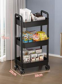 1pc Small Cart Storage Rack, Multilayer Kitchen/bedroom/bathroom Storage Organizer For Baby Food And Snacks, With Moving Wheels - Black - View 6