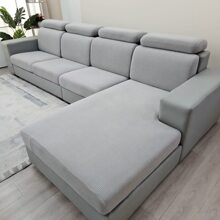 1入組時尚簡約風格玉米絲絨沙發套 - 淺灰色 - 查看 1