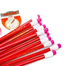 12 piezas madera grande Borrador cabeza HB Lápices , fácil a borrar con afilar con A incorporado Sacapuntas , escribiendo Herramienta para escuela primaria estudiantes - Rojo - Ver 3