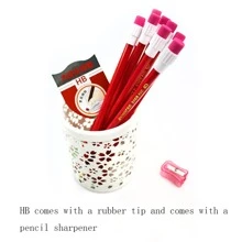12 piezas madera grande Borrador cabeza HB Lápices , fácil a borrar con afilar con A incorporado Sacapuntas , escribiendo Herramienta para escuela primaria estudiantes - Rojo - Ver 2