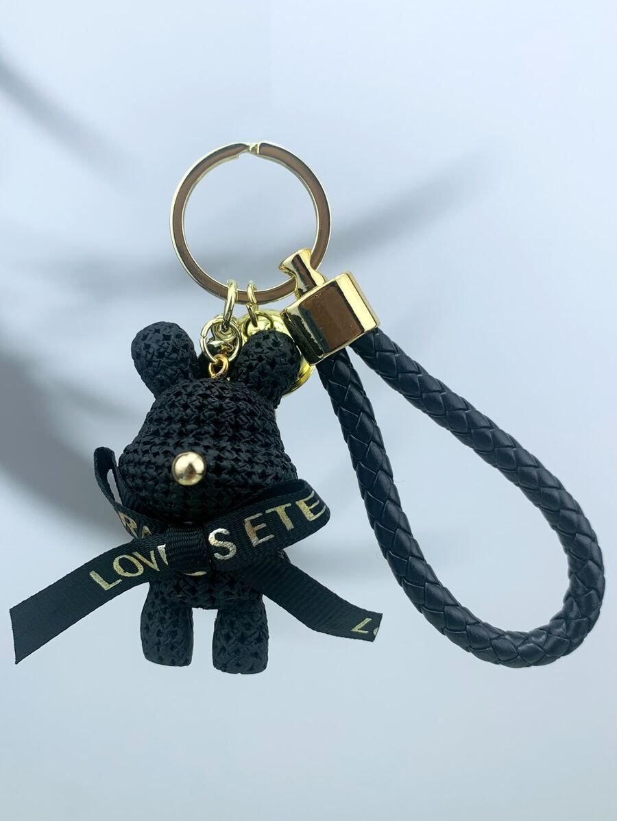 Resin Keychain With Black Yarn Rabbit Design | SHEIN USA