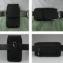 Cell Phone Pouch Nylon Belt Holster Case Compatible With IPhone 14 12, 12 Pro, 11, 11 Pro, 13, 13 Pro, XR X 6 7 8 Plus Compatible With Samsung Galaxy S23 S22 S20 S21 FE S10+ S9 A14 A54 Moto Multi-Purpose Cell Phone Case For Work, Hiking, Camping, Barbecue, Rescue - Black - View 6