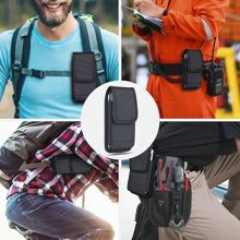 Cell Phone Pouch Nylon Belt Holster Case Compatible With IPhone 14 12, 12 Pro, 11, 11 Pro, 13, 13 Pro, XR X 6 7 8 Plus Compatible With Samsung Galaxy S23 S22 S20 S21 FE S10+ S9 A14 A54 Moto Multi-Purpose Cell Phone Case For Work, Hiking, Camping, Barbecue, Rescue - Black - View 9