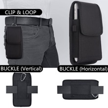 Cell Phone Pouch Nylon Belt Holster Case Compatible With IPhone 14 12, 12 Pro, 11, 11 Pro, 13, 13 Pro, XR X 6 7 8 Plus Compatible With Samsung Galaxy S23 S22 S20 S21 FE S10+ S9 A14 A54 Moto Multi-Purpose Cell Phone Case For Work, Hiking, Camping, Barbecue, Rescue - Black - View 4
