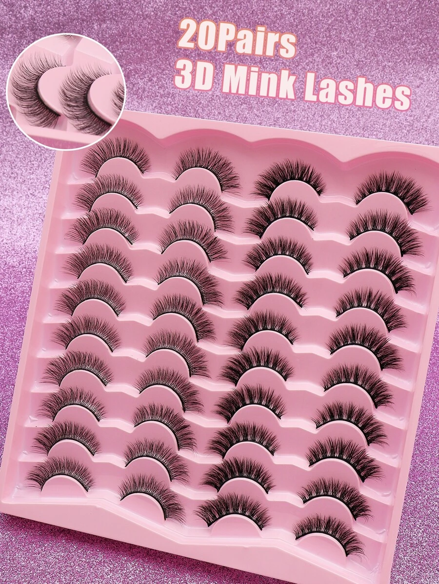 AYRMILLA 20 Pairs Natural False Eyelashes Fluffy Soft Dramatic 3D Mink Eye Black Thin And Long Eyelashes Multi-Layer Short And Thick False Eyelashes Extended Large Volume False Eyelashes Makeup Products Cross Wedding Parties And Club Daily Work Meetings Natural False Eyelashes Comfortable Eyelashes Hairspring Cross Hand Eyelashes Wingtip Eyelashes Thin And Long Eyelashes Natural And Lifelike Eyelashes Long And Durable Daily Cosplay Can Be Reused Daily Dating Fashion And Popular Makeup Beauty Too - 黑色 - 查看 1