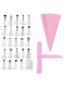 27pcs/set Pastry Bag & Nozzle & Cream Smoother, Baking Tool For Kitchen - Multicolor - View 1