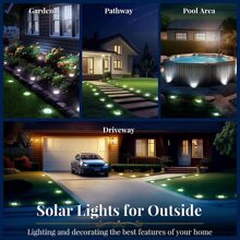 1 件太阳能户外灯 12 个 LED，明亮的太阳能地面灯 IP65 防水，户外花园灯太阳能庭院走道花园车道花园灯，户外太阳能灯 - 冷白色 - 查看 4