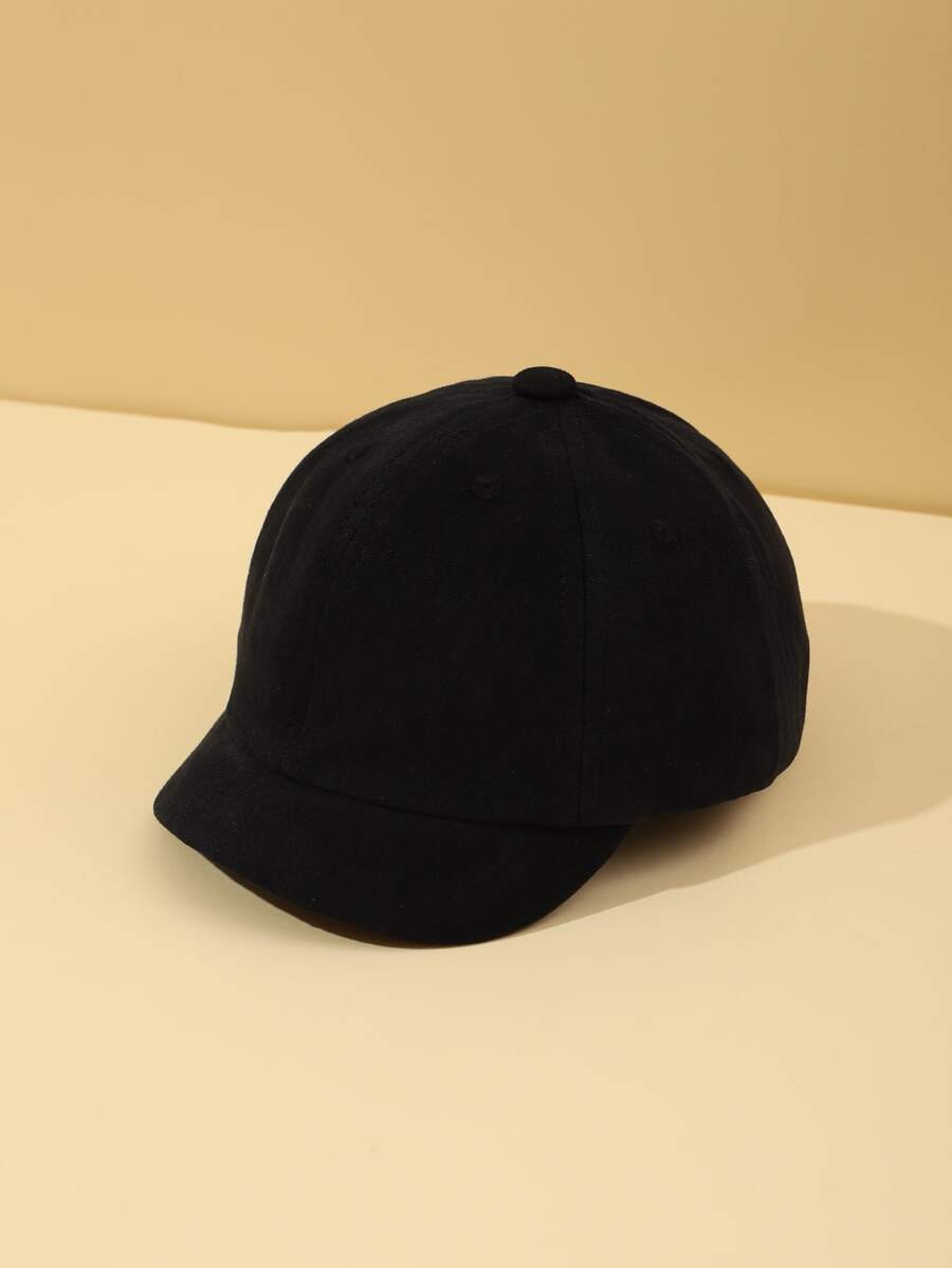 1pc Unisex Baby Simple Black Sun Protection Cap, Baseball Cap, All-match, Suitable For Daily Use - Black - View 1
