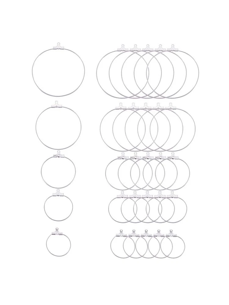 30Pcs Stainless Steel Beading Hoop Earring Finding Earring Components, Round Hoop Earring for DIY Jewelry Making Women Gifts, Stainless Steel Color