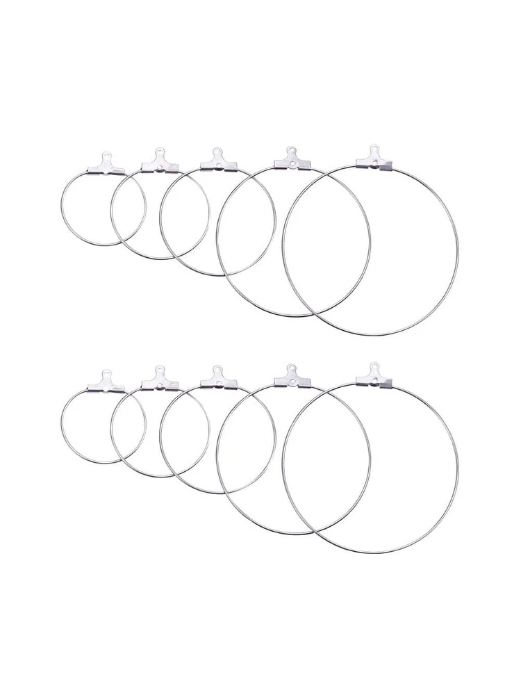 30Pcs Stainless Steel Beading Hoop Earring Finding Earring Components, Round Hoop Earring for DIY Jewelry Making Women Gifts, Stainless Steel Color