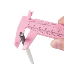 3入組粉色的150mm迷你塑膠卡尺雙量具長方形游標卡尺測量尺適用於眉筆 - 白色 - 查看 3