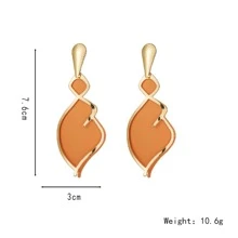 2pcs Fashionable & Unique Orange Waterdrop Double-layer Earrings, Simple & Versatile For Women - Orange - View 4