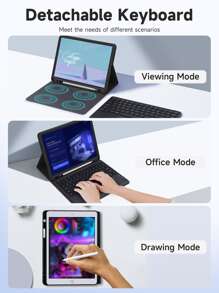 Apple Protective Case With Keyboard Compatible With IPad 7/8/9 Gen 10.2inch,Compatible With Samsung Galaxy Tab S6 Lite 10.4,Built-In Pencil Holder