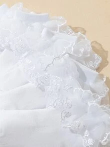 5 Pairs Kids/Youth White Thin Lace Trim Princess Ballet Anklets, Suitable For Older Children