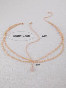imoli 1pc Simple & Elegant Round Disc Chain Necklace With Circular Rhinestone Pendant For Women, Evening Party Gift - Gold - View 7