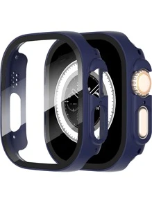 Bảo vệ màn hình kính cường lực siêu 49mm & Vỏ bảo vệ toàn diện Tương thích với Apple Watch - Màu xanh lam - Xem 1