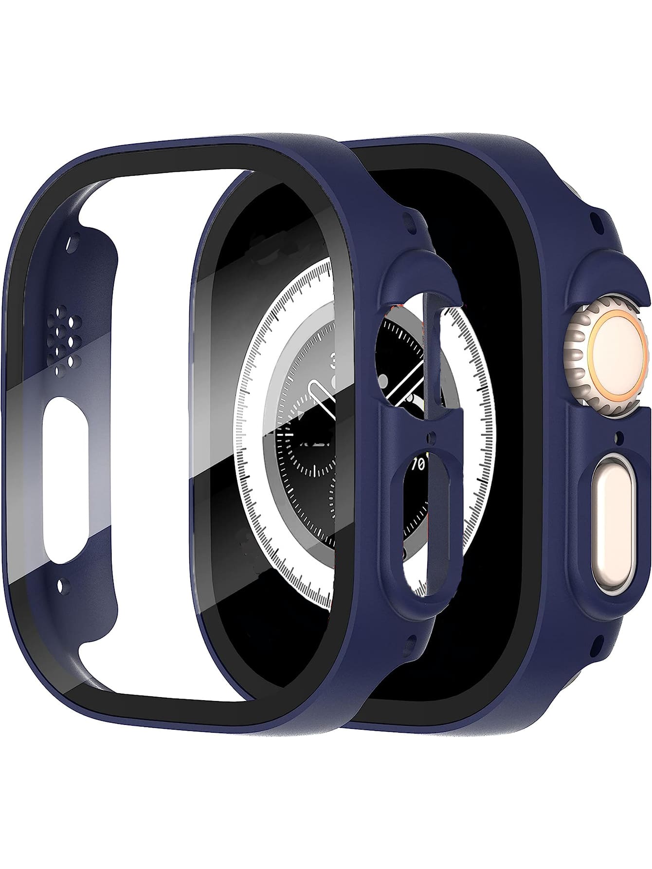 Bảo vệ màn hình kính cường lực siêu 49mm & Vỏ bảo vệ toàn diện Tương thích với Apple Watch - Màu xanh lam - Xem 1