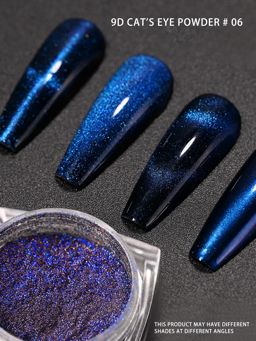 1Pc Nail Art Cat Eye Powder Decoration Nail Supplies Nails Nail Charms Nail Gems - Blue - View 1