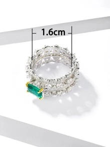 1 Miếng 1CT Hai lớp Giường đôi Zirconia Bạc nguyên chất Nhẫn Với Sang trọng Châu Âu và Châu Mỹ Thiết kế - Bạc - Xem 7