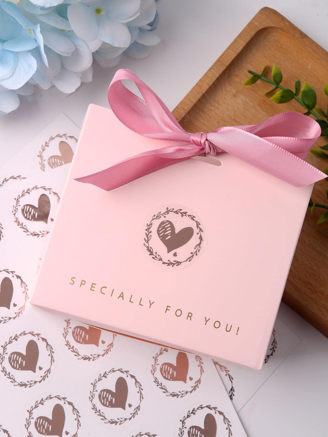 100pcs-1roll-heart-print-gift-sticker-rose-gold-clear-envelope-seal