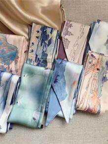 8件套女士多色法式蝴蝶结发带，搭配彩绘丝巾和头巾，复古时尚，适合日常佩戴，优雅头巾发带，吸汗带，蝴蝶结配饰，校园用品，大学秋冬季女士发饰，度假装扮，女士头巾，柔软头巾 - 彩色 - 查看 2