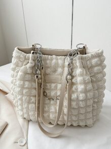 時尚鏈條手提包 - 白色 - 查看 1