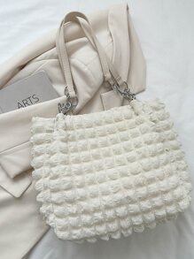 時尚鏈條手提包 - 白色 - 查看 4