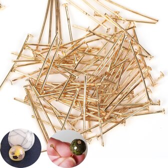 1入組1520253035405060mm平底頭針金色顏色適用於首飾類製作DIY用品