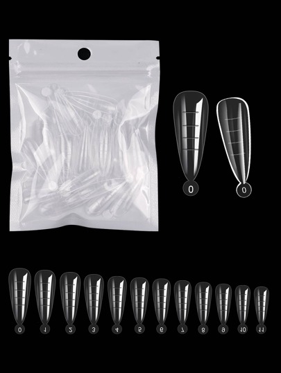 60 pezzi di punte per unghie in gel cristallo senza moduli di carta per costruzione rapida di unghie UV, strumenti per arte di unghie