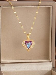 1 Stück Mädchen Dazzing Strass Schatz Anhänger Halskette Für Party Zarte Schmuck Für Tägliche Dekoration Für Freund Geburtstag Geschenk
