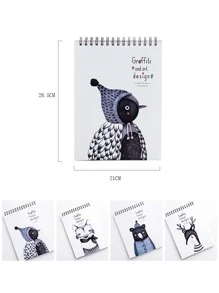 1本a4卡通素描本,50張空白美術繪圖手帳,隨機設計 - 彩色 - 查看 5