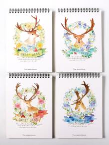 1本a4卡通素描本,50張空白美術繪圖手帳,隨機設計 - 彩色 - 查看 4