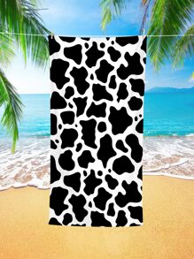1入組奶牛圖案海灘現代超細纖維沙灘巾適用於旅行 - 彩色 - 查看 1