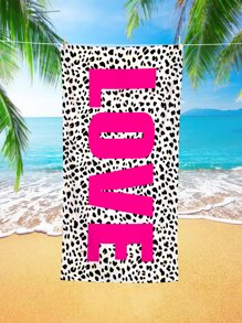 1pc Letter & Cow Pattern Beach Towel, Modern Microfiber Animal Print Travel Beach Towel For Beach - Multicolor - View 1