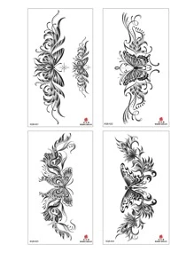 1 Set de 4 en forma de mariposa cintura Tatuaje temporal Pegatinas para mujeres