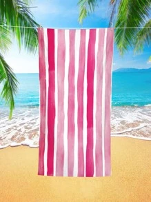 1條條紋圖案沙灘巾，現代超細纖維旅行沙灘巾，適合游泳、潛水 - 彩色 - 查看 1