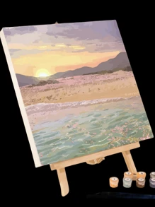 1 pièce DIY Numérique Peinture À L'Huile Set Y Compris Couleur Palette Et Paysage Peinture