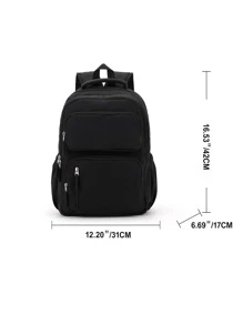 Floless Cute Aesthetic Backpack for School, Casual Daypack Kawaii College Middle High School Backpack Student Bookbag for Girls, Waterproof Durable Large Capacity and Multiple Pockets Laptop Backpacks Fits 15.6 Inch Computer, Classical School Bag Travel Backpack for Women Men - Black - View 2