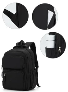 Floless Cute Aesthetic Backpack for School, Casual Daypack Kawaii College Middle High School Backpack Student Bookbag for Girls, Waterproof Durable Large Capacity and Multiple Pockets Laptop Backpacks Fits 15.6 Inch Computer, Classical School Bag Travel Backpack for Women Men - Black - View 7