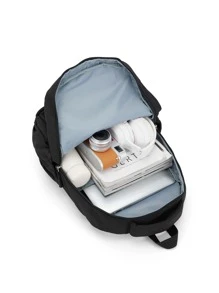 Floless Cute Aesthetic Backpack for School, Casual Daypack Kawaii College Middle High School Backpack Student Bookbag for Girls, Waterproof Durable Large Capacity and Multiple Pockets Laptop Backpacks Fits 15.6 Inch Computer, Classical School Bag Travel Backpack for Women Men - Black - View 6