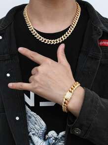CVNANA 1 chiếc dây chuyền đính đá phong cách Hip-Hop Châu Âu và Mỹ 12mm, có thể dùng làm vòng tay cá nhân đa năng. - Vàng - Xem 5