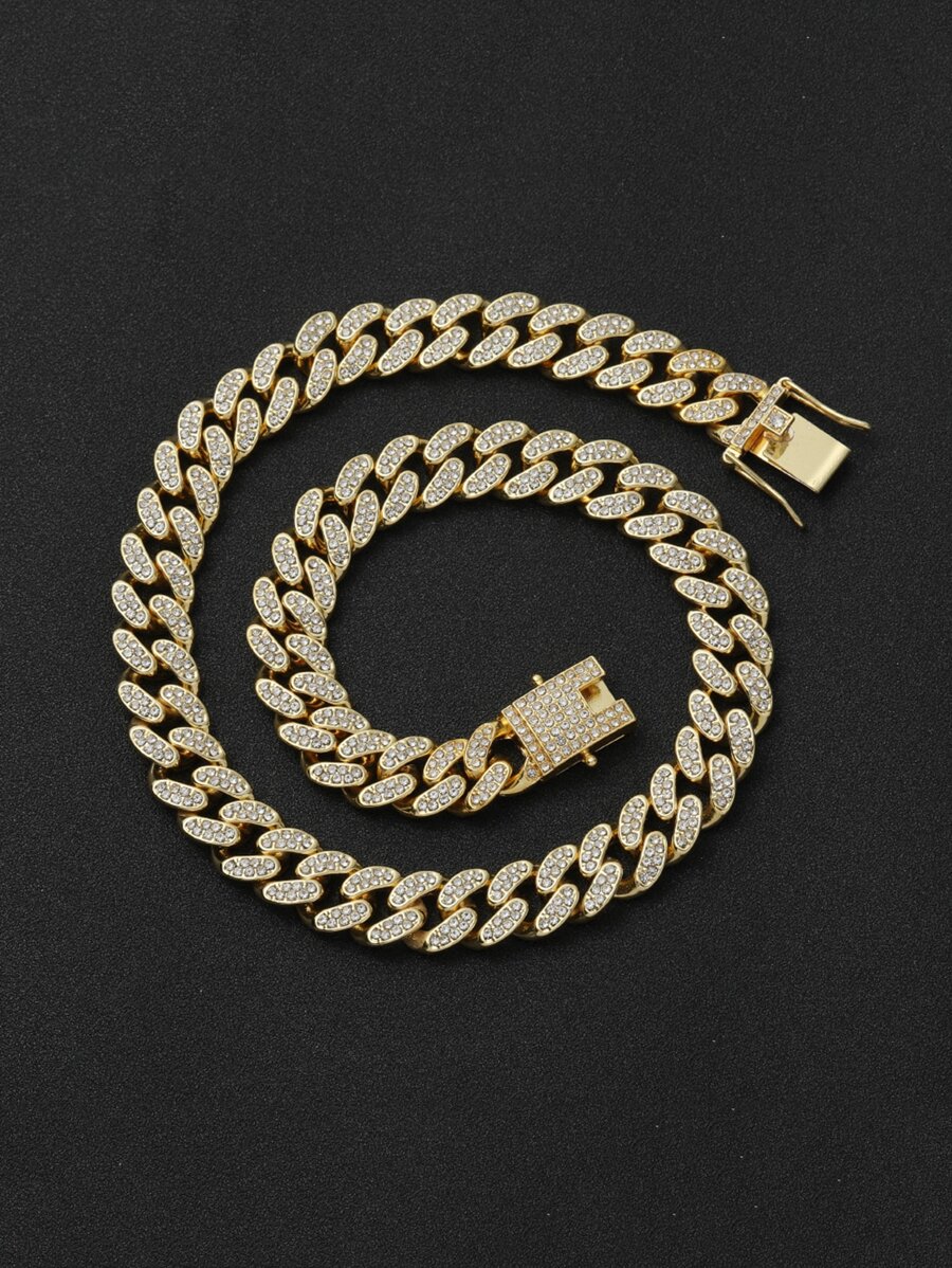 CVNANA 1 chiếc dây chuyền đính đá phong cách Hip-Hop Châu Âu và Mỹ 12mm, có thể dùng làm vòng tay cá nhân đa năng.