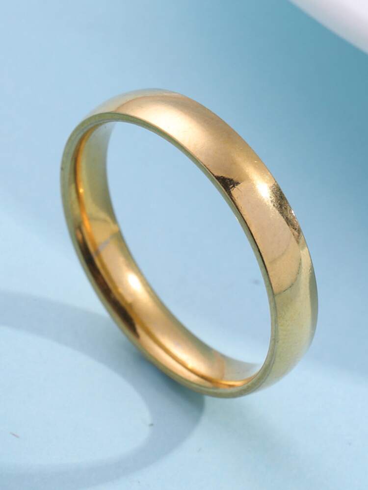 1 pieza simple 4MM de hombres brillante acero titanio dorado color Anillo , comodidad adecuado de acero inoxidable banda interno & exterior redondeado diseño , adecuado para hombres & Mujer , Anillo de bodas , Anillo de compromiso , pareja anillos , anillos - Dorado - Añade 5