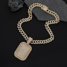 1set Men's Full Rhinestone Round Pendant Hip Hop Streetwear Cool Jewelry Set - Silver - View 6