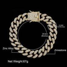 1set Men's Full Rhinestone Round Pendant Hip Hop Streetwear Cool Jewelry Set - Silver - View 8