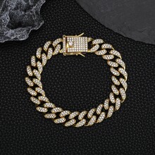 1set Men's Full Rhinestone Round Pendant Hip Hop Streetwear Cool Jewelry Set - Silver - View 9