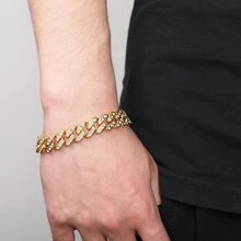 1set Men's Full Rhinestone Round Pendant Hip Hop Streetwear Cool Jewelry Set - Silver - View 10